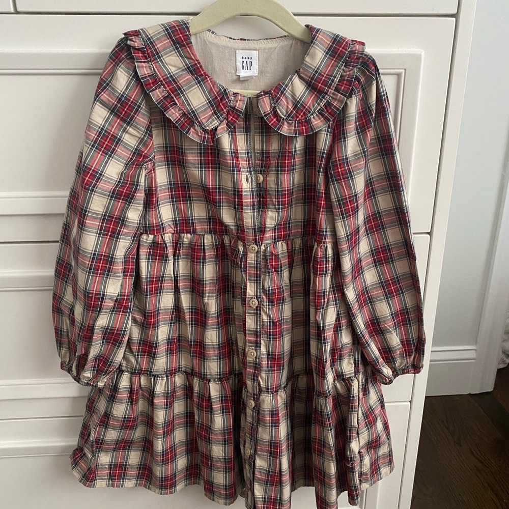 GAP Kids Red and Cream Plaid Dress